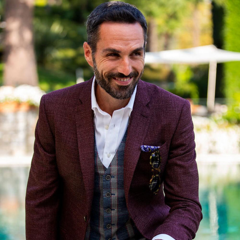 LANIFICIO F.LLI CERRUTI RASPBERRY MELANGE BASKETWEAVE JACKET