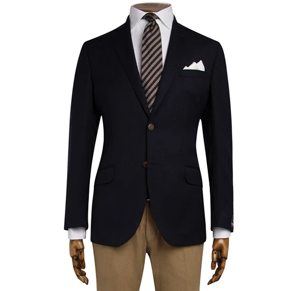 NAVY BASKETWEAVE BLAZER