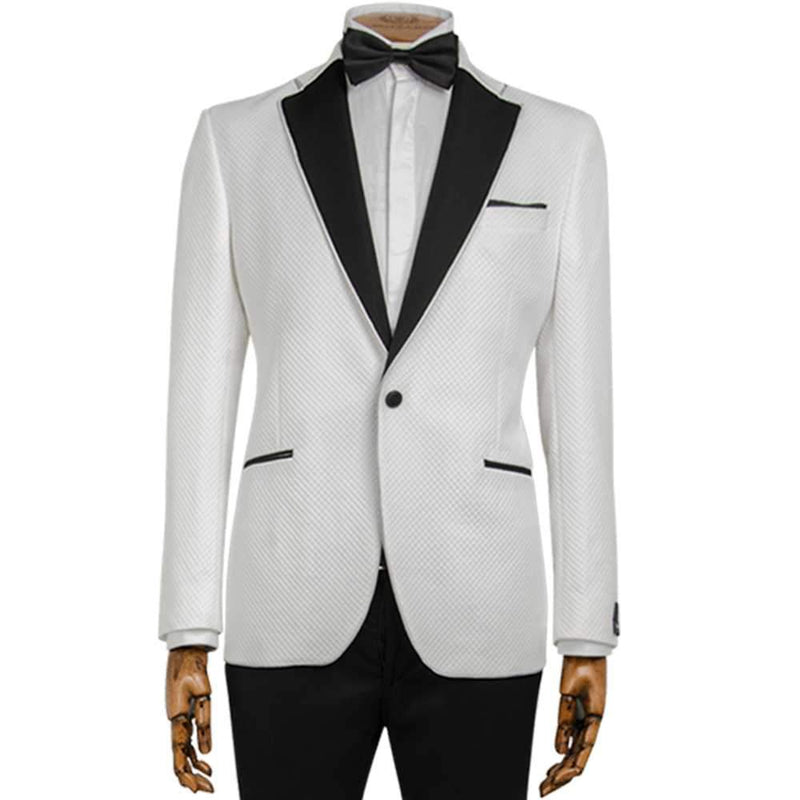 WHITE JACQUARD DINNER JACKET