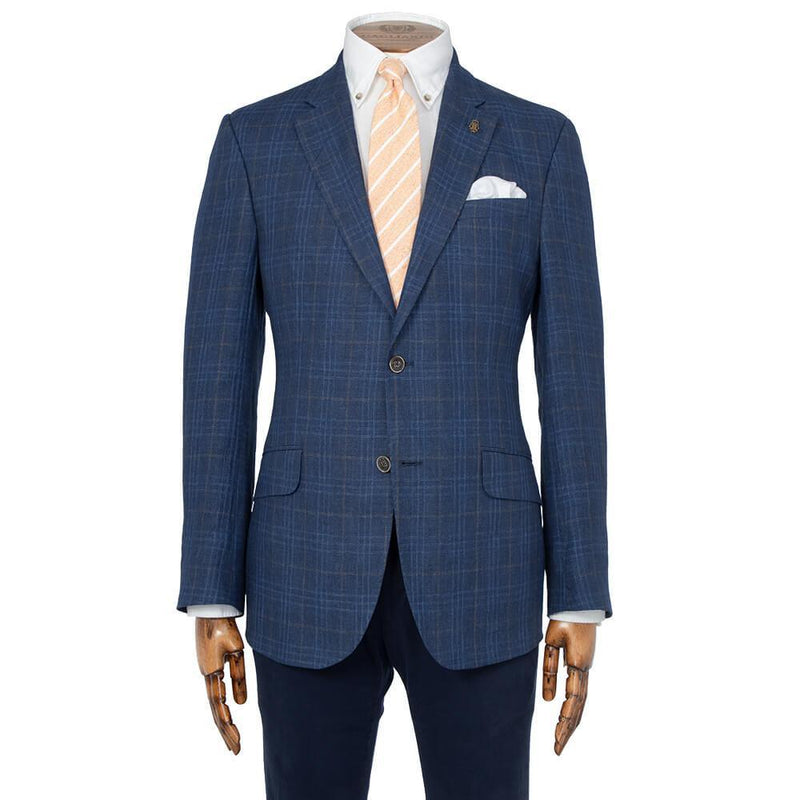 NAVY & BROWN CHECK JACKET