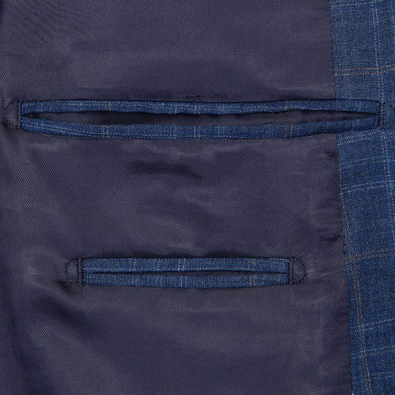 NAVY & BROWN CHECK JACKET