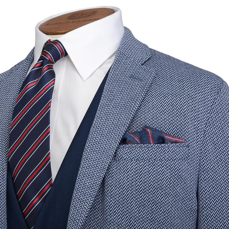 MID-BLUE HERRINGBONE JERSEY JACKET
