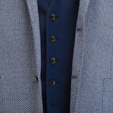 MID-BLUE HERRINGBONE JERSEY JACKET