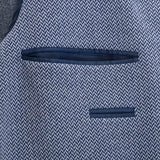 MID-BLUE HERRINGBONE JERSEY JACKET