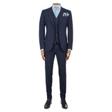 COSTUME BLEU A CARREAUX SUBTILES (2 PIECES)