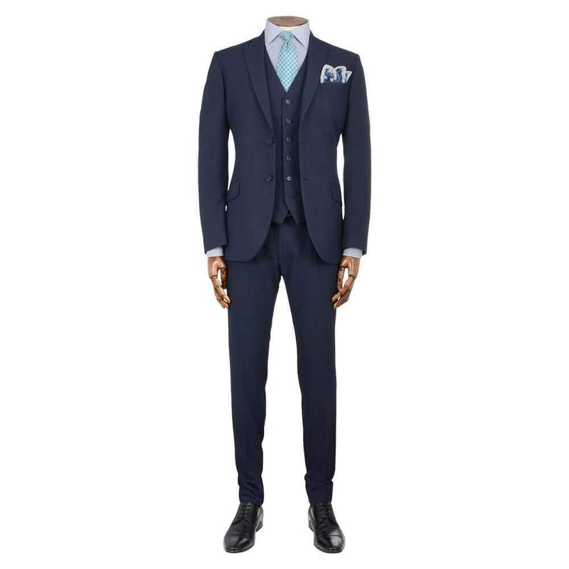 COSTUME BLEU A CARREAUX SUBTILES (2 PIECES)