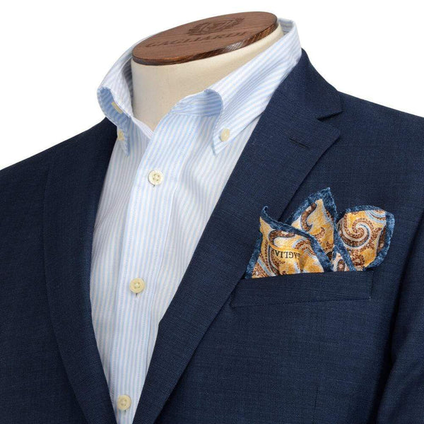 ERMENEGILDO ZEGNA BLUE SEMI-PLAIN CLOTH